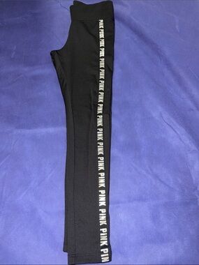 PINK Victoria's Secret Black Logo-Strip Leggings for Kids